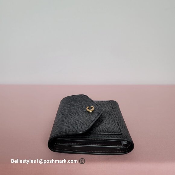 COACH Wyn Crossgrain Leather Small Leather Wallet- Black color 🎈89. ⭐ - Picture 8 of 16